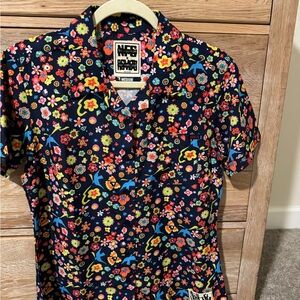 RSVLTS KUNUFLEX Bird’s the Word Tropical Birds Floral Button Down